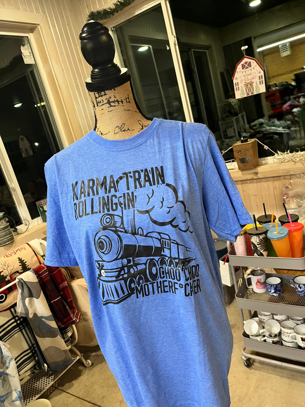 Karma Train Rolling In Blue Short Sleeve Tee