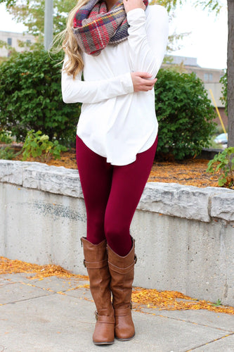 Burgundy Soft Brushed Leggings