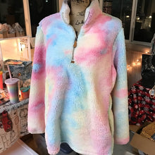 Rainbow Sherbet Tie Dye 1/4 Zip Sherpa Pullover