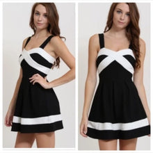 Black White Criss Cross Sleeveless Mini Dress BB983