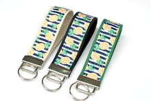 LippyClip® Keychain - Navy and White Stripe with Pineapples - Navy